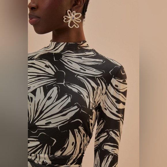 FARM RIO Black Bossa Banana Tulle Blouse - Picture 3 of 4